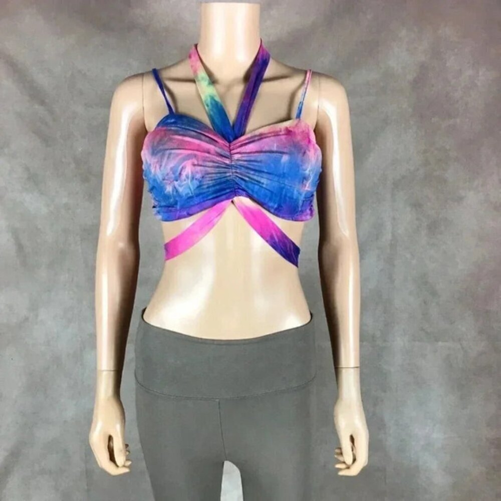 Tie Dye Padded Wrap Around Bikini Top Size 6 Medium